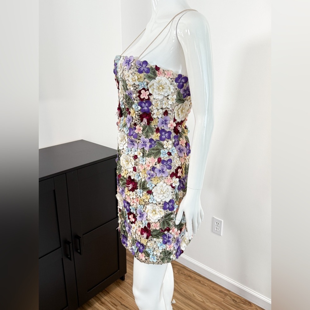 Alice + Olivia Velia Floral Embellished Minidress $1495 NWT Size 4 - Picture 9 of 13